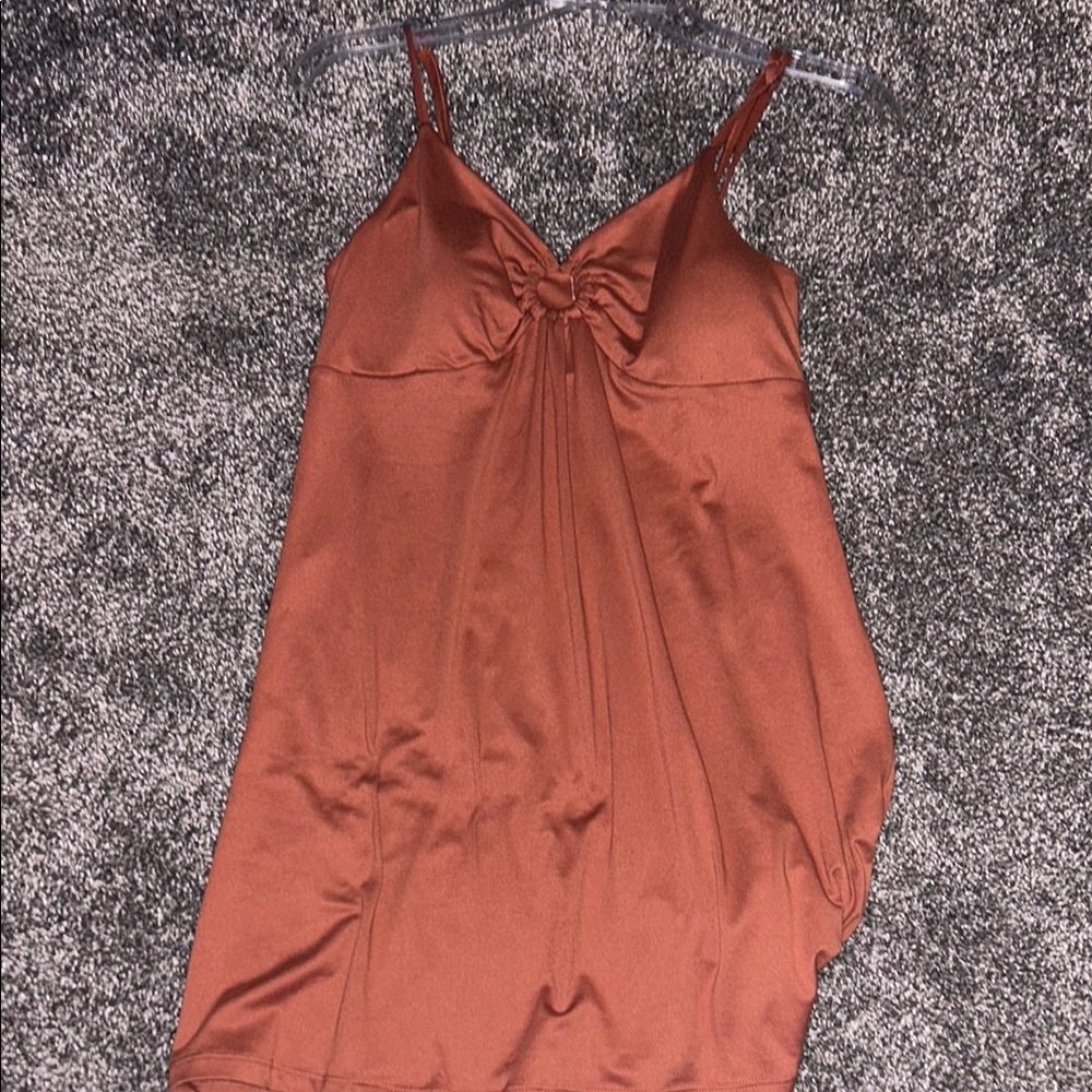 Rust Orange Satin Slip Dress